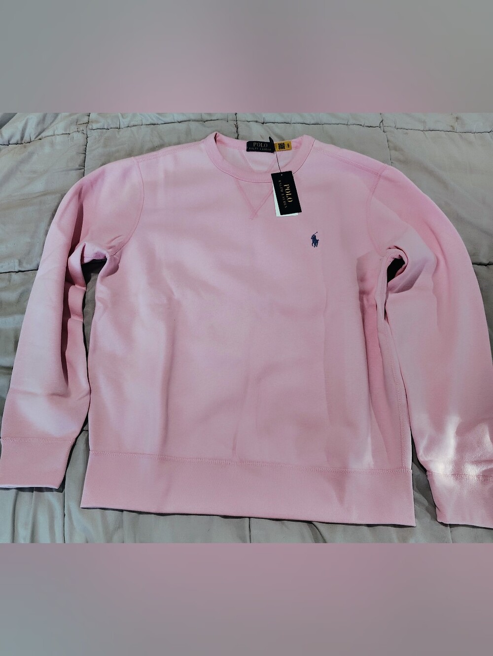 Polo Ralph Lauren Light Pink Crewneck Sweatshirt with Blue Pony Size Medium NWT